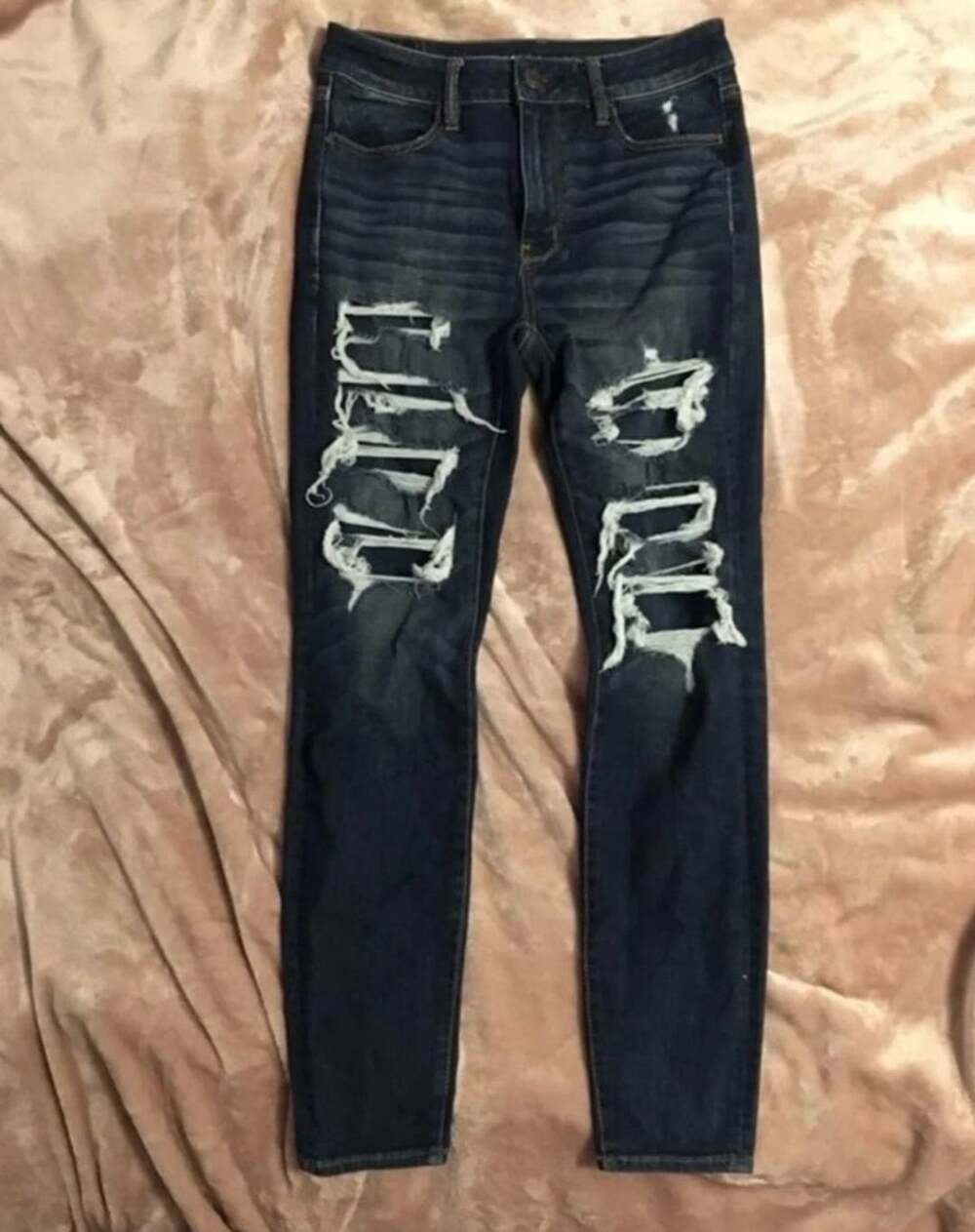 American Eagle 360 Ne(x)t Level Stretch Distressed Dark Wash Skinny Jeans
